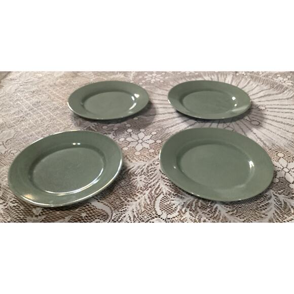 Set of 4 BIA Cordon Bleu Salad Plates Ancien Green Crackle Glaze - Picture 5 of 9
